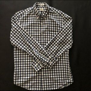 J Crew Plaid Long Sleeve Shirt Whit Navy Plaid